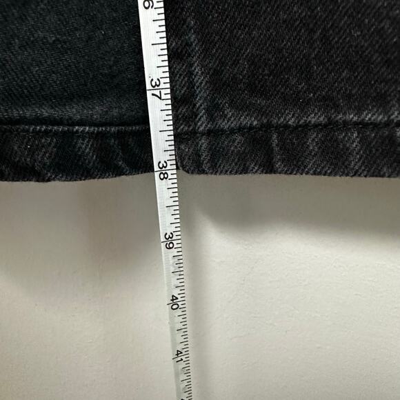 ASOS Design Black Denim Maxi Skirt Size 10 Front Slit High Waist - Picture 8 of 13